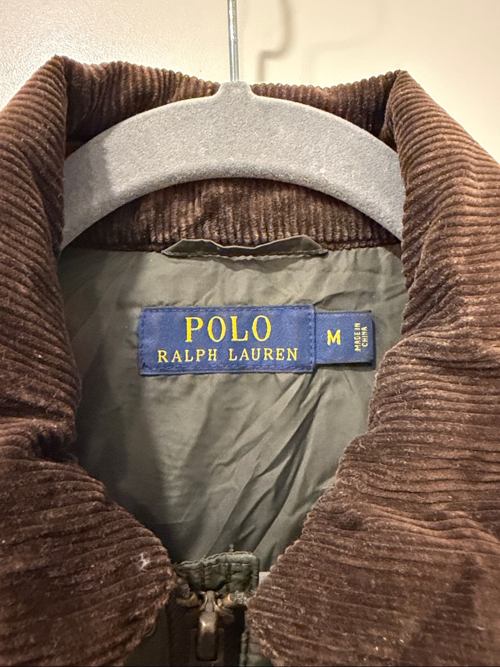 Polo by Ralph Lauren Olive Quilted Field Jacket with Brown Suede Accents size M - Picture 2 of 4